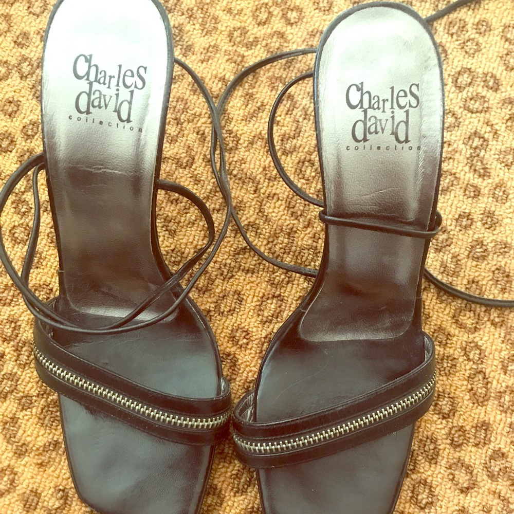 Charles David collection black ankle wrap heel